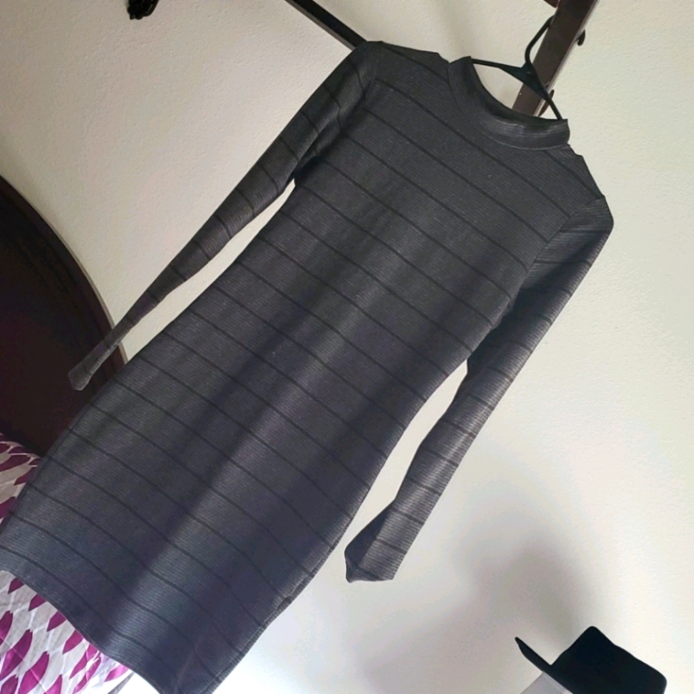 Grey stripped dress